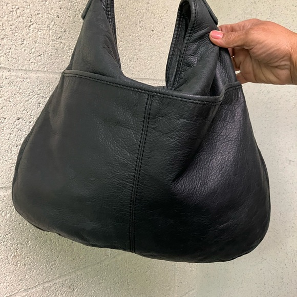 J Crew Leather Bag Purse Black Distressed Bohemian Chic - Picture 11 of 17